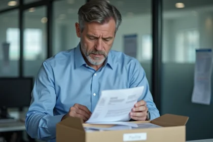 Administrateur de bureau organisant des fiches de paie