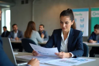 Entrepreneuse analysant des tableaux de coûts lors d'un événement professionnel Les Entreprises Frenchy 2026