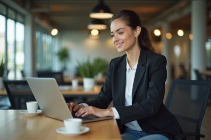 Femme d'affaires analysant des données ecommerce au bureau