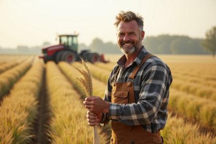 Paysage de fermier dans un champ de blé doré