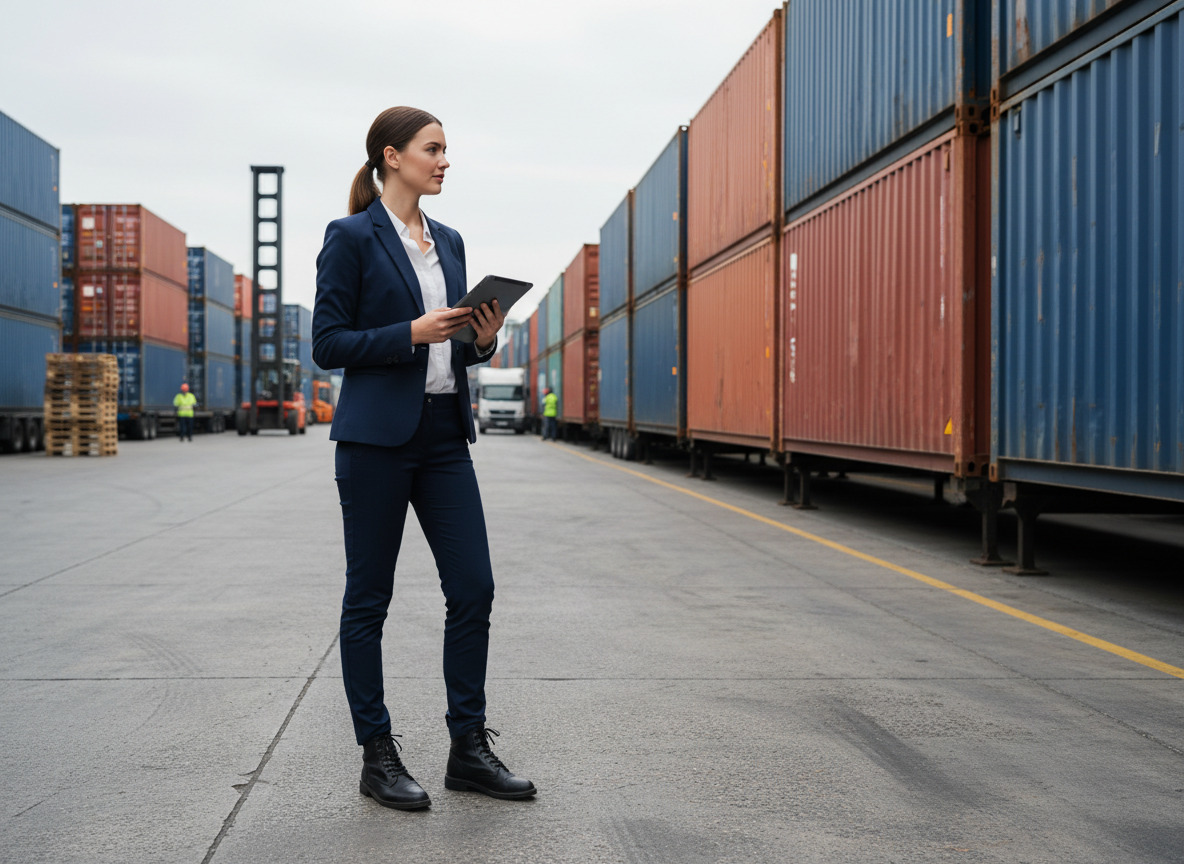 Gestionnaire logistique avec tablette sur quai de chargement