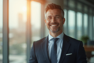 Homme d'affaires confiant dans son bureau moderne