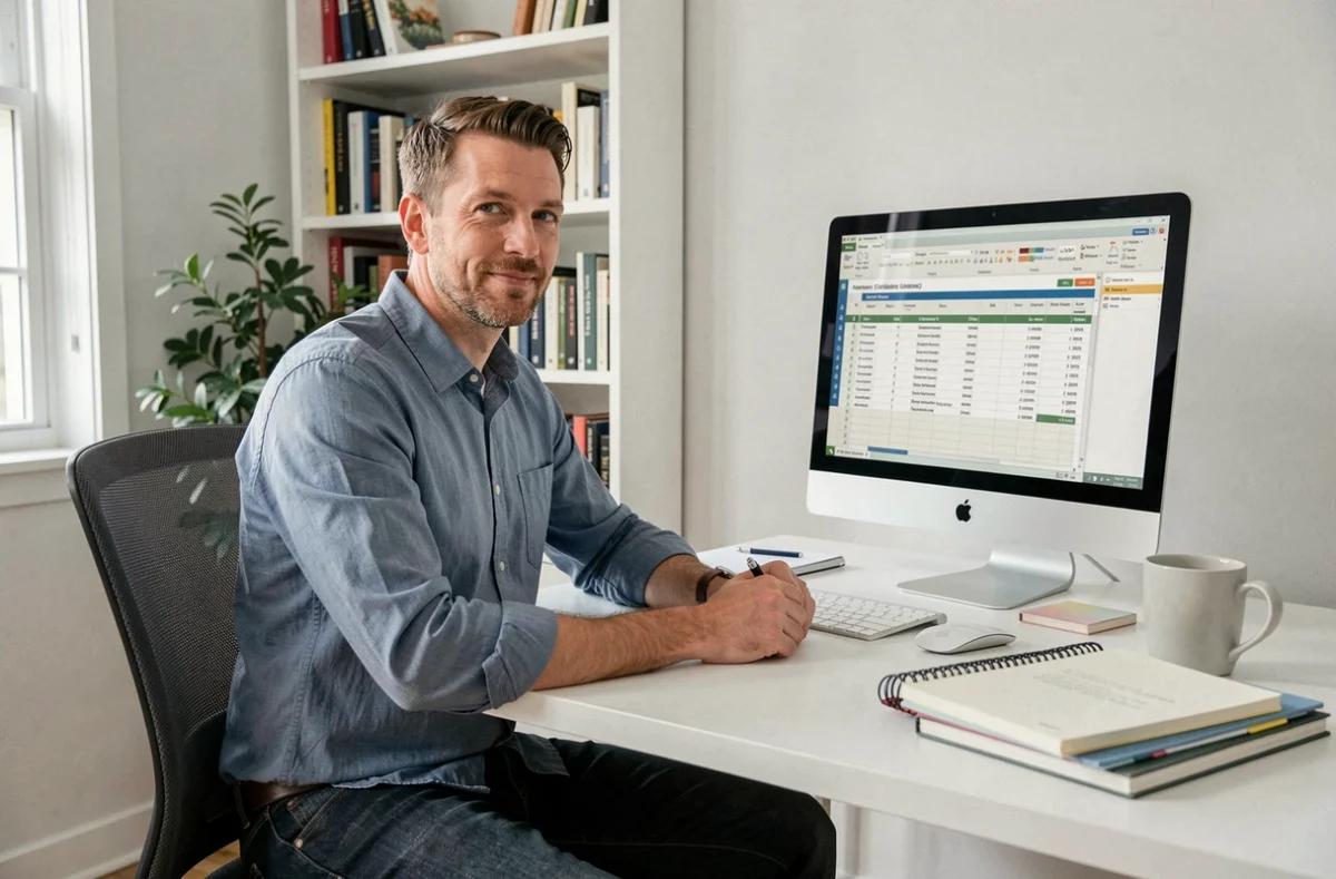 Homme en télétravail analysant les différences entre portage salarial et statut auto-entrepreneur sur son ordinateur