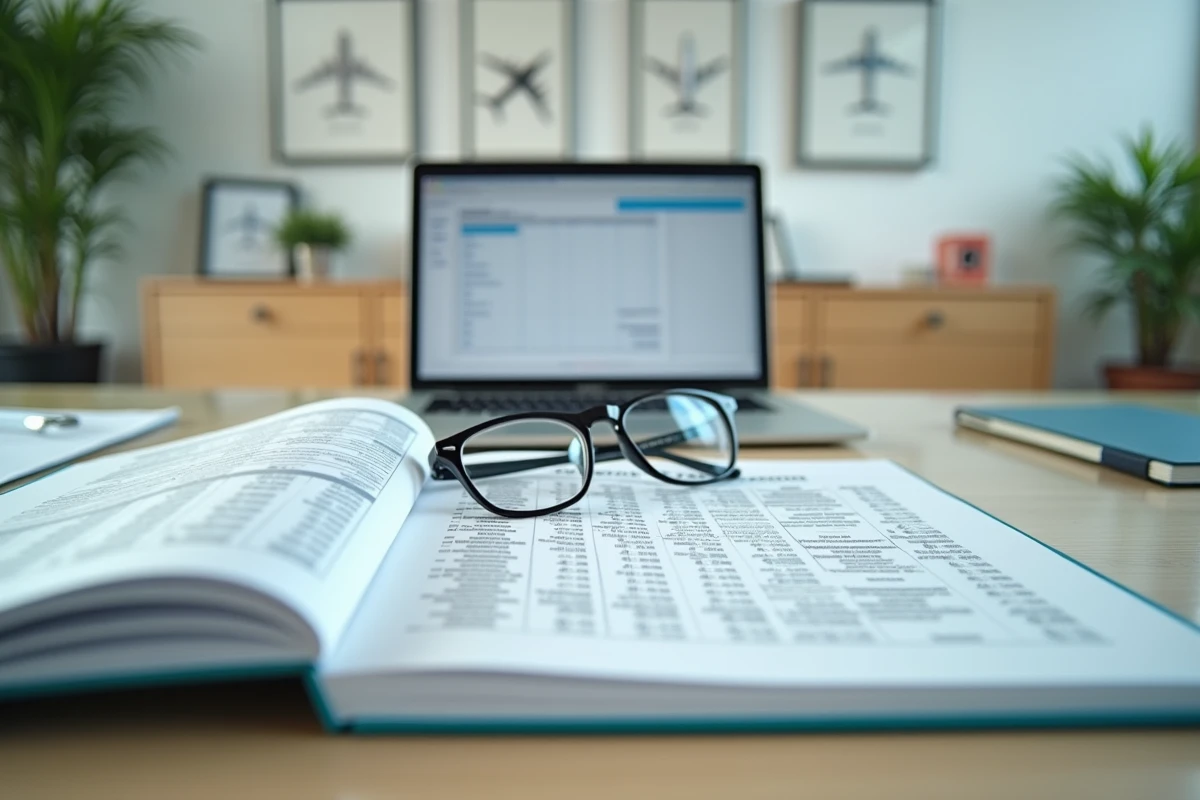 Rapport annuel d'Airbus ouvert sur un bureau avec tableaux de rémunération des dirigeants et données financières