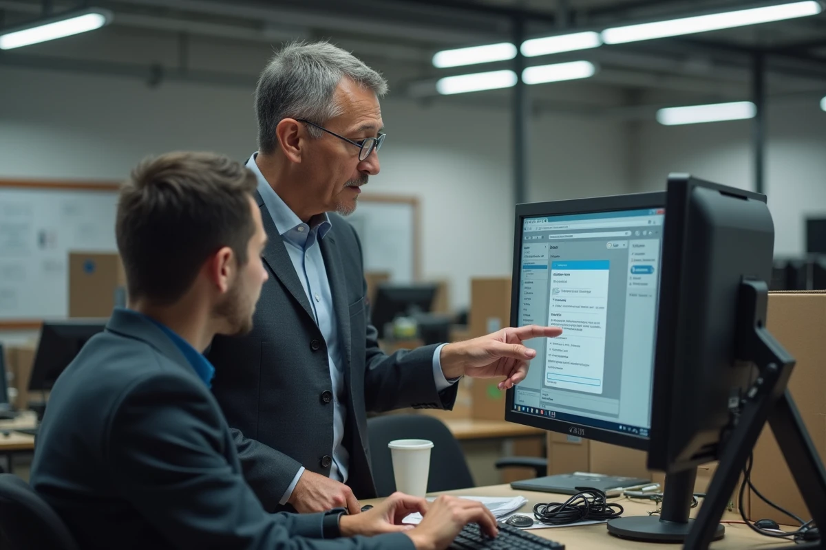 Responsable RH Auchan guidant un nouvel embauché dans l'activation de son compte HR4YOU en back-office