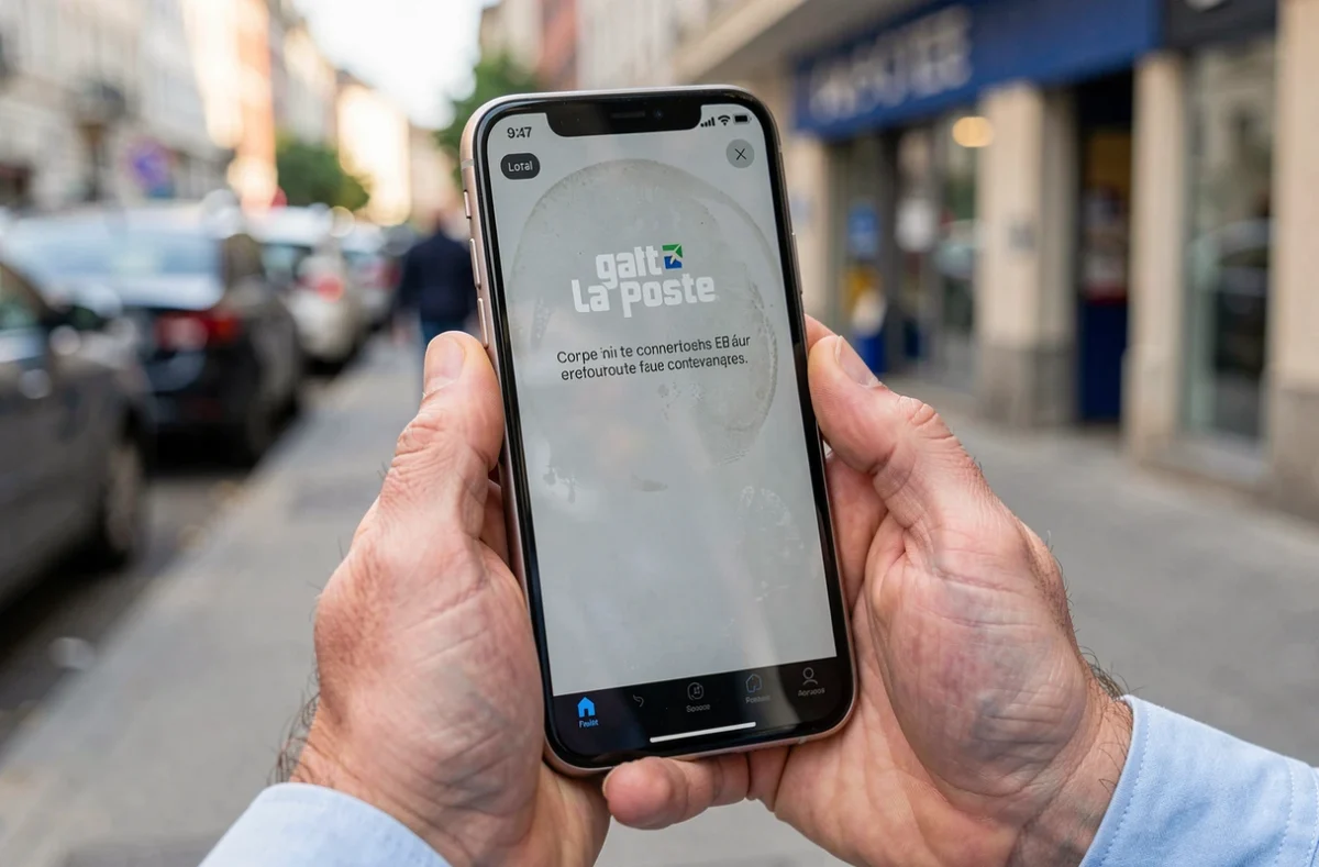 Smartphone affichant une erreur de connexion sur l'application GTA La Poste